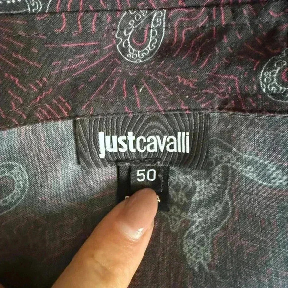 JUST CAVALLI Overprinted Tiger long sleeve button up shirt size 50 - Picture 8 of 11